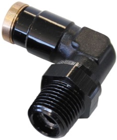 <strong>90° 1/8" NPT to 3/16" Nylon Quick Release Fitting</strong><br /> Black Finish.