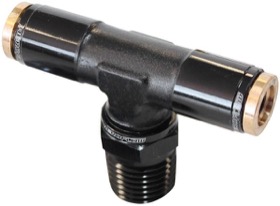 <strong>1/4" NPT to 1/4" Nylon Quick Release Tee Fitting</strong><br /> Black Finish.