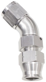 <strong>45° Tube to Female AN Adapter 5/16" to -6AN</strong><br />Silver Finish. Suits Aeroflow, Moroso & Russell Tubing