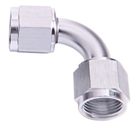 <strong>90° Female Swivel Coupler -8AN</strong><br /> Silver Finish