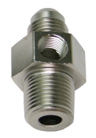 <strong>Male NPT to Adapter 3/8" to -8AN with 1/8" Port</strong><br /> Silver Finish