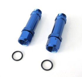 <strong>Female Carburettor Inlet Adapter</strong><br /> Holley Ultra HP, -8 AN, Blue Finish, 2 per package