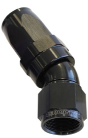 <strong>150 Series Taper One-Piece Full Flow Swivel 30° Hose End -4AN</strong> <br />Black Finish. Suit 100 & 450 Series Hose