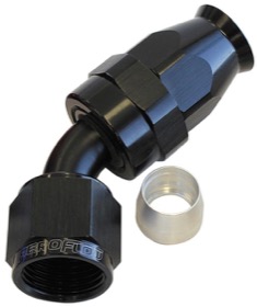 <strong>200 Series PTFE 45° Hose End -3AN</strong> <br />Black Finish. Suit 200 Series Hose
