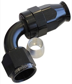 <strong>200 Series PTFE 90° Hose End -4AN</strong> <br />Black Finish. Suit 200 Series Hose