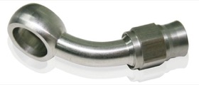 <strong>Stainless Steel 45° Banjo Fitting</strong> <br />11.2mm (7/16") Banjo to -3AN PTFE Hose End