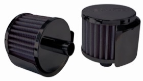 <strong>Black Push In Breather With Black Shield </strong><br />3" (76.2mm) O.D. x 2-1/2" (63.5mm) High, 1" (25.4mm) Flange Inside Diameter