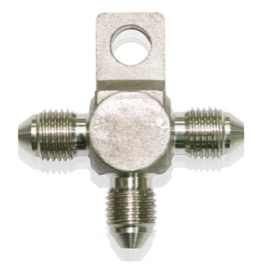 <strong>Stainless Steel Tee Block with Mount Tab -3AN </strong><br /> -3AN Male all Sides