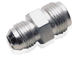 <strong>Power Steering Adaptor 11/16"-18 Inverted Seat to -6AN</strong> <br />Stainless Steel. GM/Sag PS Box
