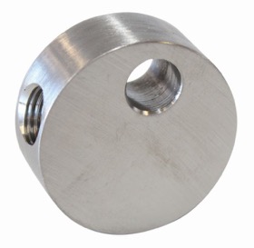 <strong>Stainless Steel Female Round T-Block</strong> <br />3 x 3/8"-24 Convex tee with mount tab