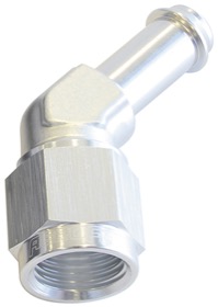 <strong>45° Hose Barb 1/2" to -8AN</strong> <br />Silver Finish