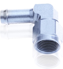 <strong>90° Hose Barb 1/2" to -8AN</strong> <br />Silver Finish