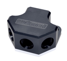 <strong>Billet 4 Port Y-Block with 3 x -8AN, 1 x -10AN Ports</strong><br /> Black Finish