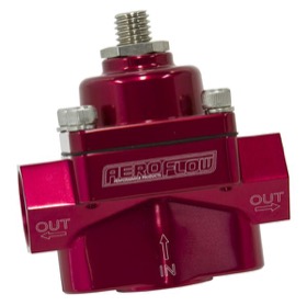 <strong>Billet 2-Port Fuel Pressure Regulator with -8 ORB Ports</strong><br /> Red Finish. 4.5-9 psi Adjustable
