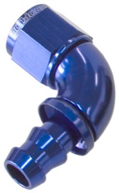 <strong>510 Series Full Flow Tight Radius Push Lock 90° Hose End -4AN</strong> <br />Blue Finish. Suit 400 Series Hose