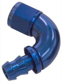 <strong>510 Series Full Flow Tight Radius Push Lock 120° Hose End -4AN </strong><br />Blue Finish. Suit 400 Series Hose