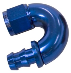 <strong>510 Series Full Flow Tight Radius Push Lock 180° Hose End -4AN </strong><br />Blue Finish. Suit 400 Series Hose
