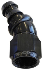 <strong>510 Series Full Flow Tight Radius Push Lock 30° Hose End -4AN</strong> <br />Black Finish. Suit 400 Series Hose