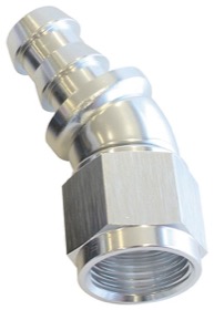 <strong>510 Series Full Flow Tight Radius Push Lock 30° Hose End -4AN</strong> <br />Silver Finish. Suit 400 Series Hose