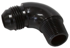 <strong>90° NPT to AN Full Flow Adapter 1/8" to -3AN</strong><br /> Black Finish