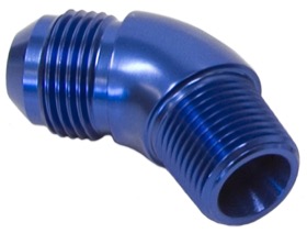 <strong>45° NPT to AN Full Flow Adapter 1/4" to -6AN</strong><br /> Blue Finish
