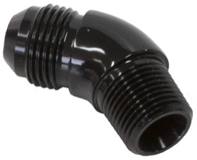 <strong>45° NPT to AN Full Flow Adapter 1/4" to -6AN</strong><br /> Black Finish
