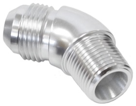 <strong>45° NPT to AN Full Flow Adapter 1/4" to -6AN</strong><br /> Silver Finish
