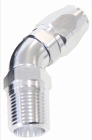 <strong>45° Male NPT Full Flow Swivel Hose End 3/8" to -6AN</strong> <br /> Silver Finish
