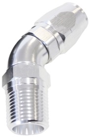 <strong>45° Male NPT Full Flow Swivel Hose End 1/2" to -8AN</strong> <br /> Silver Finish