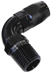 <strong>90° Male NPT Full Flow Swivel Hose End 1/2" to -8AN</strong> <br /> Black Finish