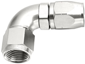 <strong>550 Series Cutter Style One Piece Swivel 90° Stepped Hose End -10AN to -8 Hose</strong> <br /> Silver Finish. Suits 100 & 450 Series Hose