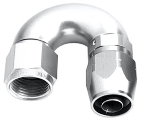 <strong>550 Series Cutter One-Piece Full Flow Swivel 180° Hose End -4AN </strong><br />Silver Finish. Suits 100 & 450 Series Hose