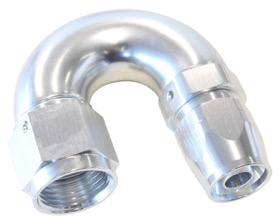 <strong>550 Series Cutter Style One Piece Swivel 180° Stepped Hose End -8AN to -6 Hose</strong><br /> Silver Finish. Suits 100 & 450 Series Hose