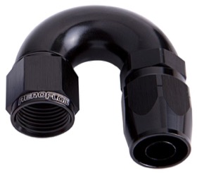 <strong>550 Series Cutter Style One Piece Swivel 180° Stepped Hose End -10AN to -8 Hose</strong> <br /> Black Finish. Suits 100 & 450 Series Hose