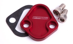 <strong>Billet Fuel Pump Block-Off Plate - Red</strong> <br />Suit BB Chevy, Ford 289-351W, SB, BB Chrysler
