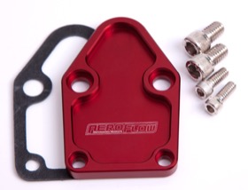 <strong>Billet Fuel Pump Block-Off Plate - Red</strong> <br />Suit SB Chevy