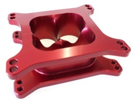 <strong>2" Tapered High Velocity Carburettor Spacer </strong><br />Red Finish. Suit 4150 Style Flange