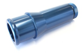 <strong>Radiator Hose Adapters - Blue</strong><br />  1.5" O.D., 4.5" Length, 1-1/4"-20 thread, fits most electric water pumps
