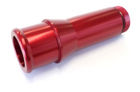 <strong>Radiator Hose Adapters - Red</strong><br /> 1.5" O.D., 4.5" Length, 1-1/4"-20 thread, fits most electric water pumps