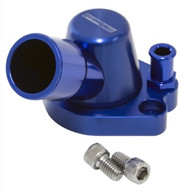 <strong>Billet Thermostat Housing - Blue</strong><br /> Suit Holden 253-308, with optional heater outlet,