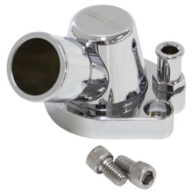 <strong>Billet Thermostat Housing - Chrome</strong> <br /> Suit Holden 253-308, with optional heater outlet, Swivel
