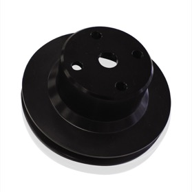 <strong>Billet Water Pump Pulley</strong><br />Single V groove, suit Holden 253-308 with small bearing water pump, Black