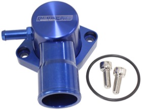 <strong>Billet Aluminium Swivel Thermostat Housing - Blue Finish</strong> <br />Suit Ford Falcon EF-FG 6 Cyl. 2005-on