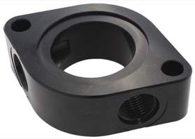 <strong>Water Neck Spacer </strong><br />Black Suit SB Chev With x2 -8 ORB Auxiliary Ports