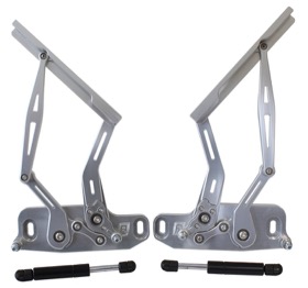 <strong>Billet Bonnet Hinge Kit - Silver Finish</strong> <br />Suits Holden HQ-WB, Torana LH-UC
