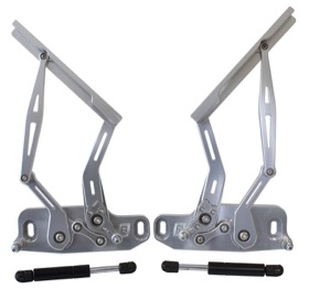 <strong>Billet Bonnet Hinge Kit - Silver Finish</strong><br />Suits Holden HQ-WB, Torana LH-UC