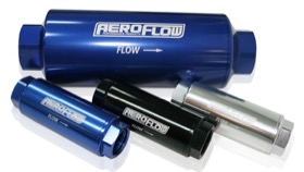<strong>60 Micron Pro Filter with -8AN ORB Ports</strong> <br />Blue Finish. 3-1/2" x 1-1/4"