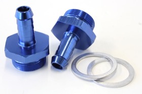 <strong>Carburettor Adapter - Male 3/8" Barb to 7/8" x 20</strong><br /> Blue Finish. Suit Holley Inlet Feed