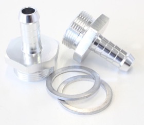 <strong>Carburettor Adapter - Male 3/8" Barb to 7/8" x 20</strong><br /> Silver Finish. Suit Holley Inlet Feed