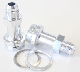 <strong>Carburettor Adapter - Male 7/8" to -6AN 1-3/4" Long </strong> <br />Silver Finish. Suit Holley Inlet Feed
